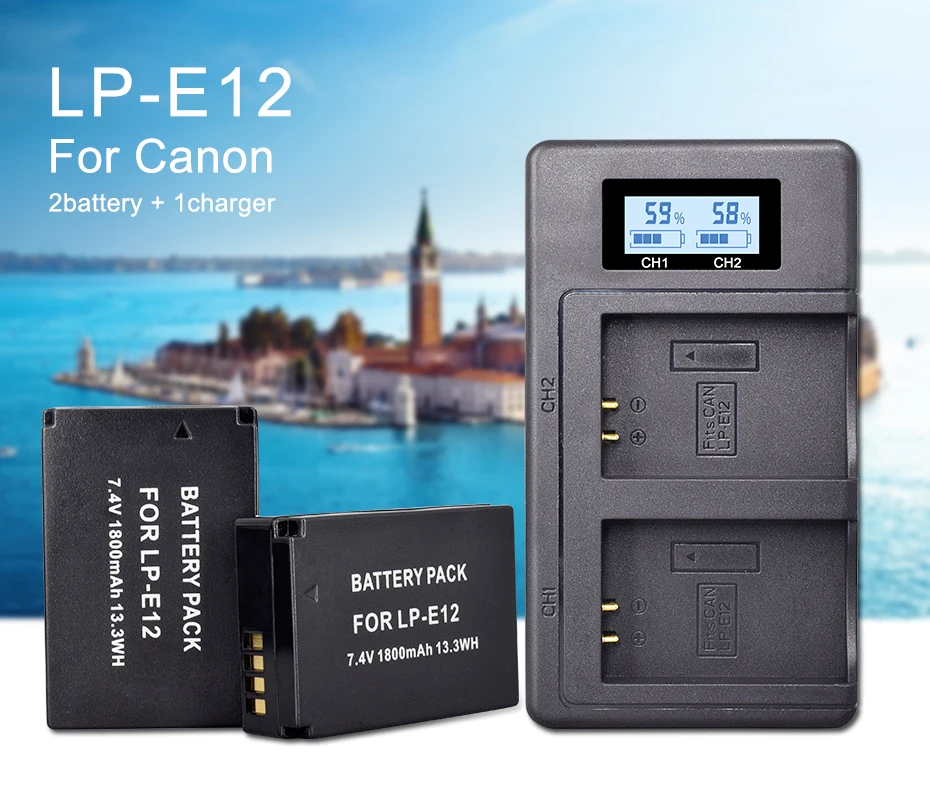 4 шт. 1800 мАч LP-E12 LP E12 LPE12 литий-ионный аккумулятор+ ЖК-USB двойное зарядное устройство для Canon EOS M50 M10 M M100 100D Kiss X7 Rebel SL1 камера