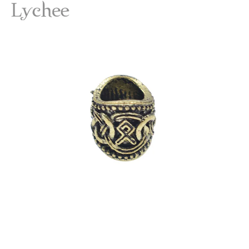 Lychee 1 шт. ретро сплав Руна викингов бусины античная бронза цвет изогнутые дредлок