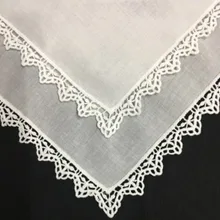 Набор из 12 модных дамские платки белые хлопковые кружевные края свадебные носовые платки для невесты Матери подарки 12x12 дюймов