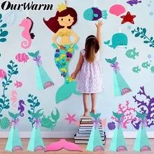 OurWarm Little Mermaid Party Supplies Mermaid Candy Box Felt DIY Girl   Birthday Gift Toy Birthday Party Mermaid Tail Game