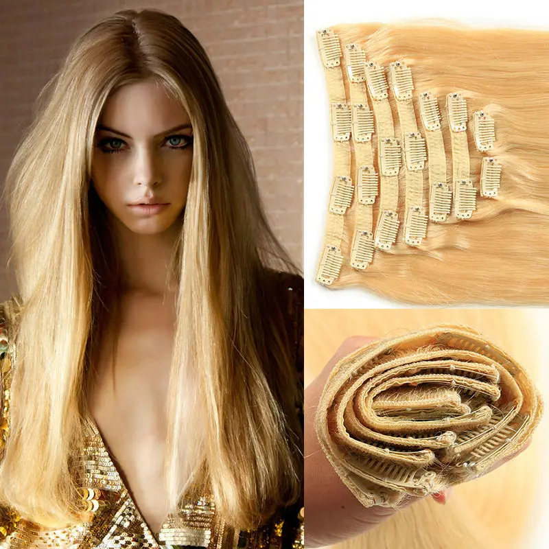 

African American Clip In Human Hair Extensions Peruvian Straight Clip In Hair Extensions 10pcs/set Human Hair Clip Ins