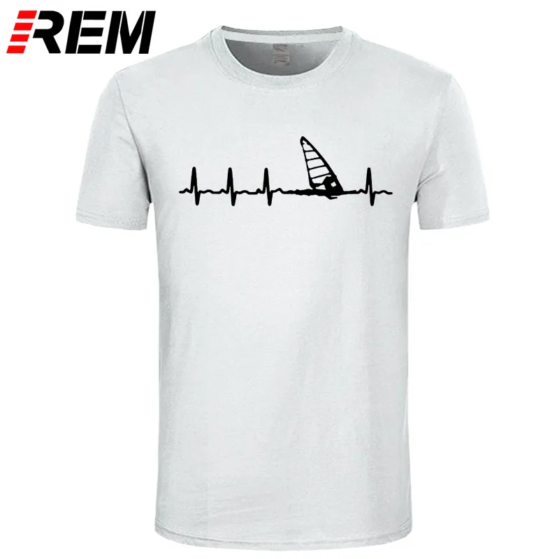REM футболки модные летние новые мужские хлопковые футболки Виндсерфинг сердцебиение t Stylisches T-Shirt3D Футболка с принтом - Цвет: white black