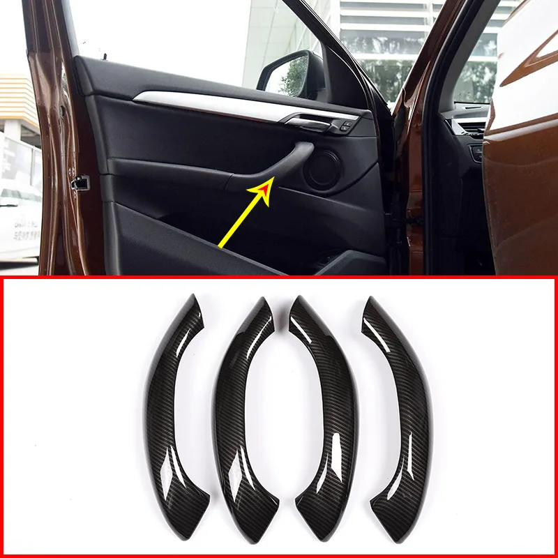 For BMW X1 F48 2016-2018 Carbon fiber ABS Car Inner Door Handle Trim Car Accessories For BMW X2 F47 2018 4pcs For BMW X1 F48 2016-2018 Carbon fiber ABS Car Inner Door Handle Trim Car Accessories For BMW X2 F47 2018 4pcs