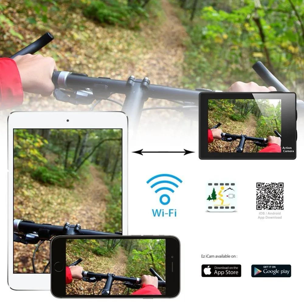 Экшн камера Eken H6s Wi Fi 4k 30fps Ultra HD с чипом Ambarella A12 Водонепроницаемая мини для GoPro 30 м