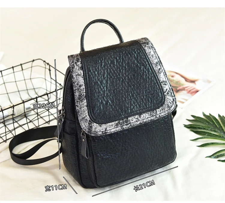 QINRANGUIO Women Backpack Genuine Leather Backpack Women Panelled Vintage Backpack Female Large Capacity School Backpack