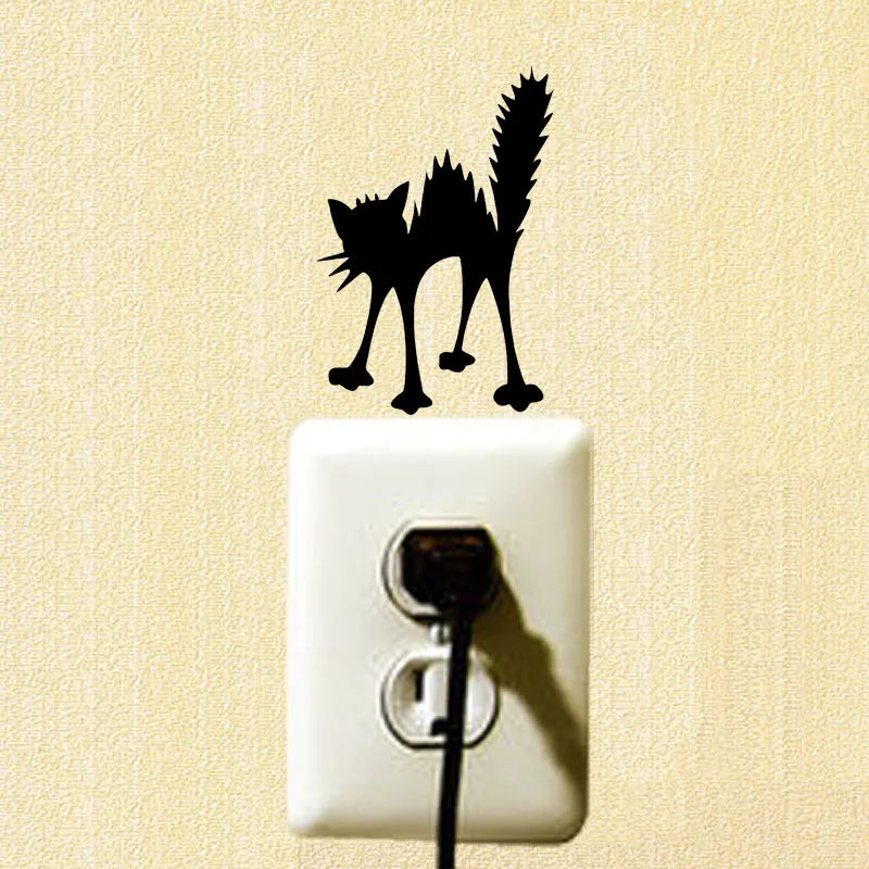 

Angry Cat Silhouette Vinyl Wall Decal Personality Funny Cartoon Switch Sticker 2SS0461