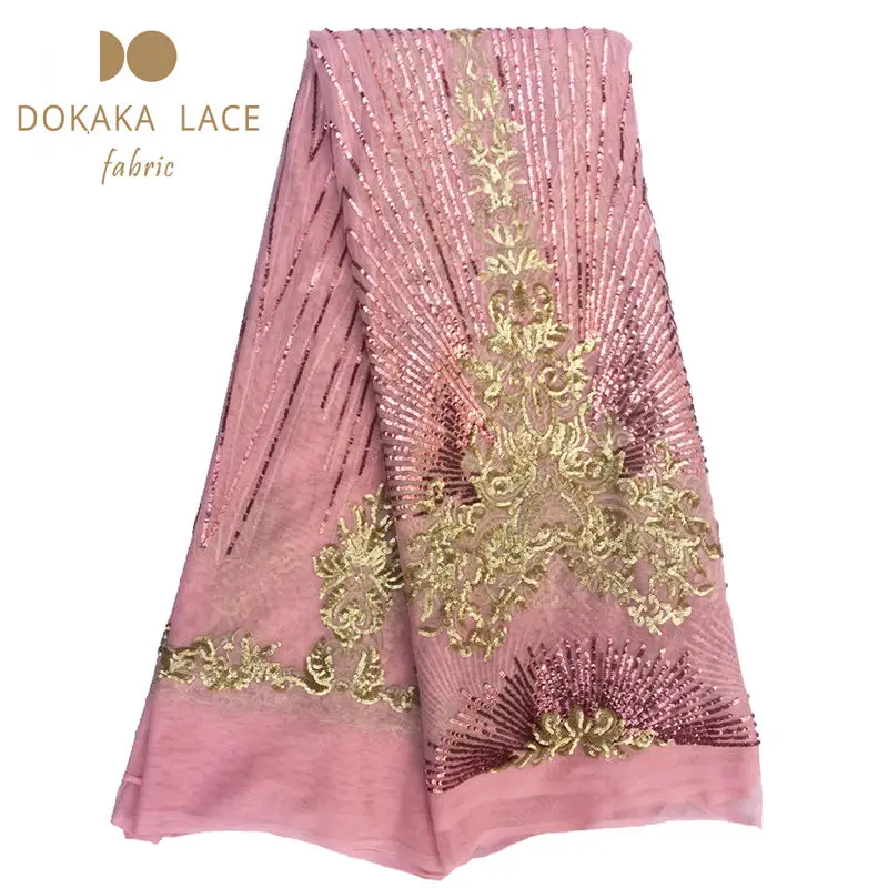 Золото с блестками в африканском стиле кружевная ткань Высокое качество сетки кружевная тюль в фиолетовом цвете для индийских Для женщин Вечеринка ткани для одежды - Цвет: as picture
