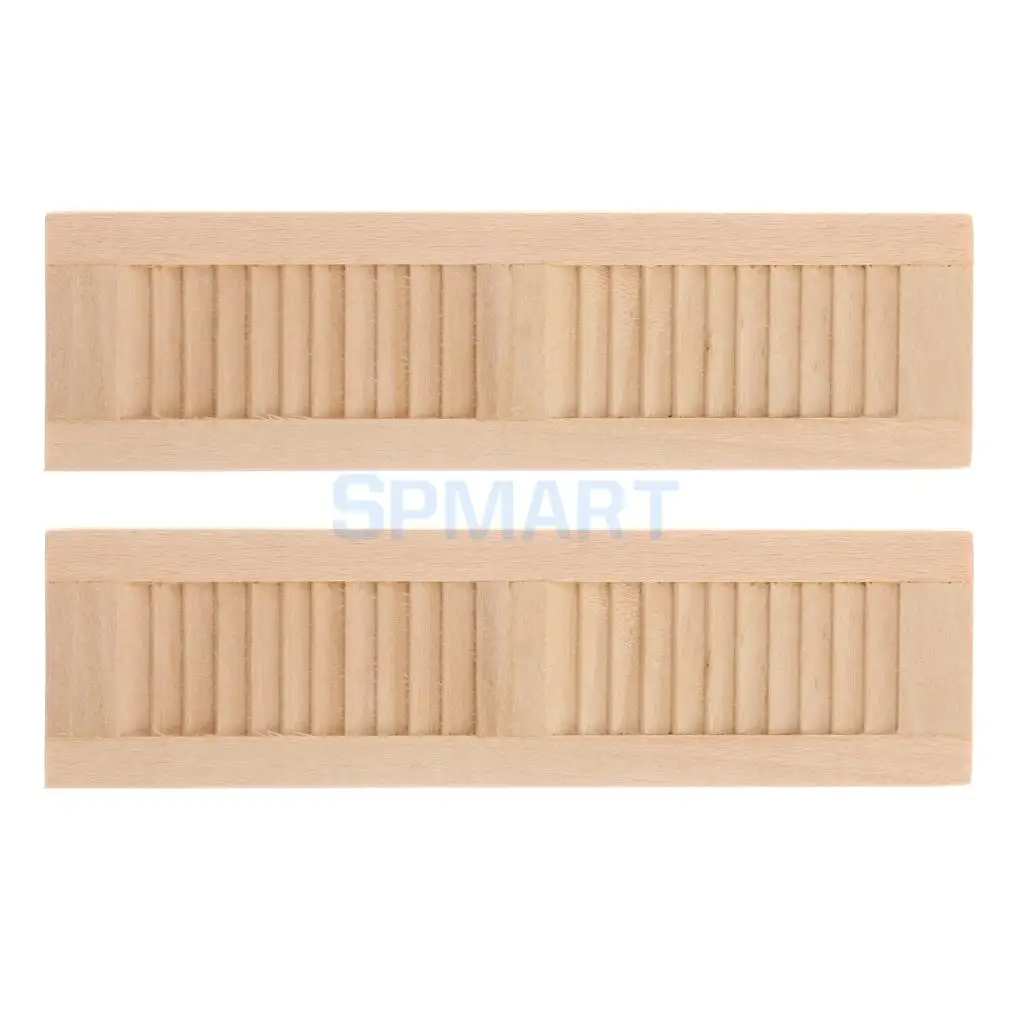 Set of 2pcs Handmade 1/12 Dollhouse Miniature Wooden Shutters DIY Window Furniture Decoration Accessories