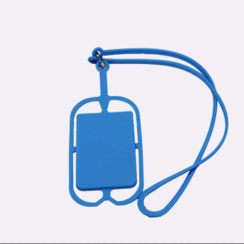 blue Креативный универсальный силиконовый держатель для сотового телефона, ремешок, держатель для бейджа, веревка для удостоверения личности, однотонный чехол для телефона, чехол на шею - Цвет: blue