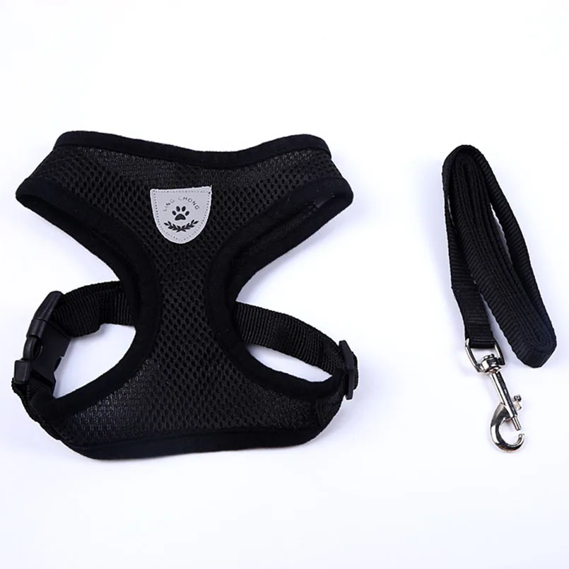 Breathable Dogs Harness with Leash Soft Polyester Vest Cloth Pet Collar