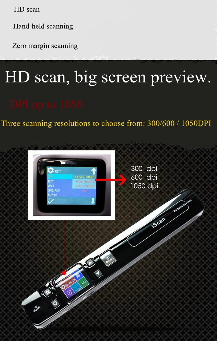Нулевой маржи портативный ручной сканер HD офисный высокоскоростной цветной A4 сканер для документов/фото/книг/документов