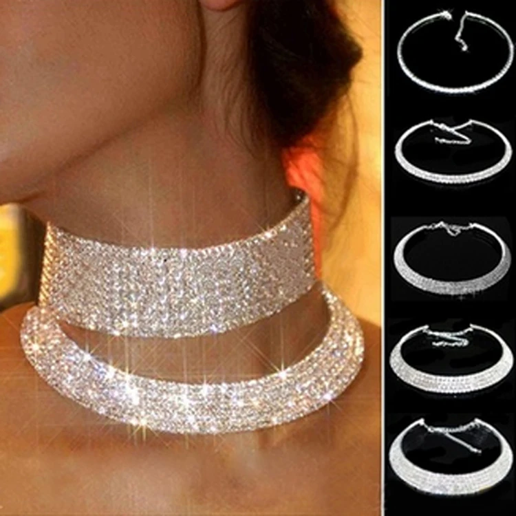 Лидер продаж выдающийся Сияющий Кристалл Rhinestone Воротник цепи колье Цепочки и