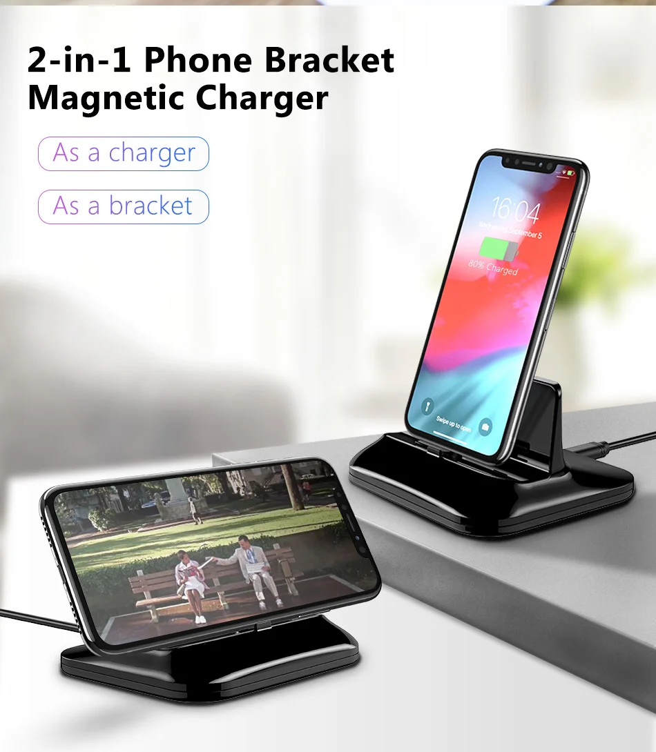 ACCEZZ 2 в 1 Магнитный держатель для зарядного устройства Быстрая Зарядка универсальная подставка для телефона для iphone 8 X Plus XS для samsung Xiaomi huawei