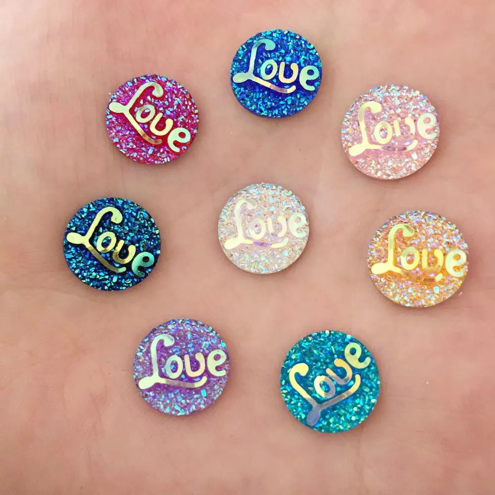 DIY 40 шт. 12 мм AB резиновый круглый LOVE камень с плоским основанием для скрапбукинга