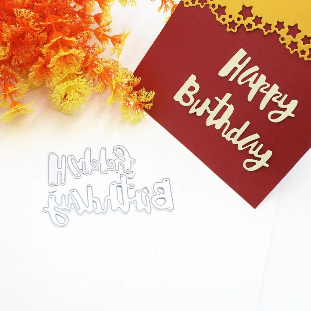 

HAPPY BIRTHDAY Metal Cutting Dies For Scrapbooking Stencils DIY Album Cards Decoration Embossing Folder Die Cuts
