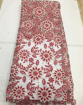 

Embroidered African tulle Laces Fabrics With Stones French Lace Fabric Guipure Laces Fabric For Wedding TS8107