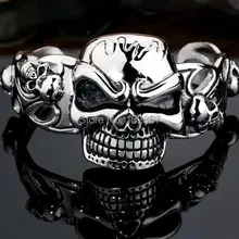 100 г Вес хип-хоп ювелирные изделия мужские тяжелые нержавеющая сталь Скелет Череп Байкер Браслет Открытый браслет для подарков