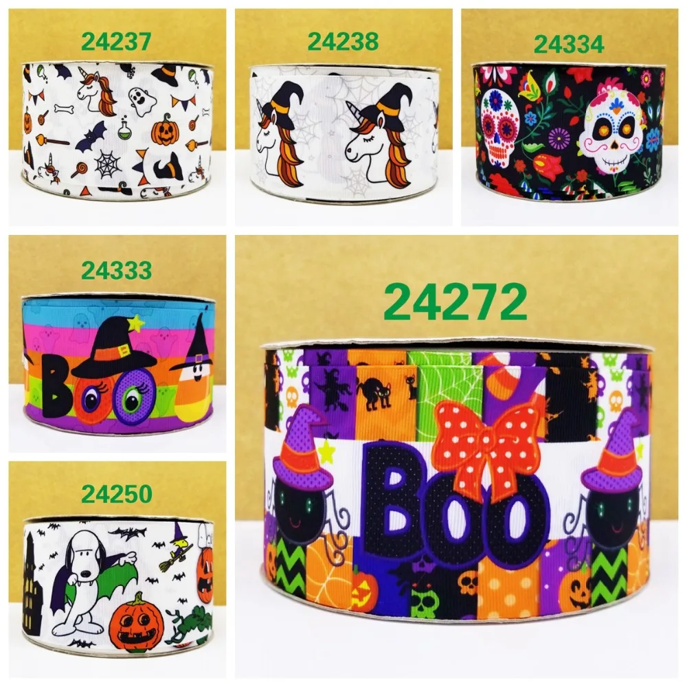 

Free shipping 50 yard per size halloween ribbon printed grosgrain ribbon 16252