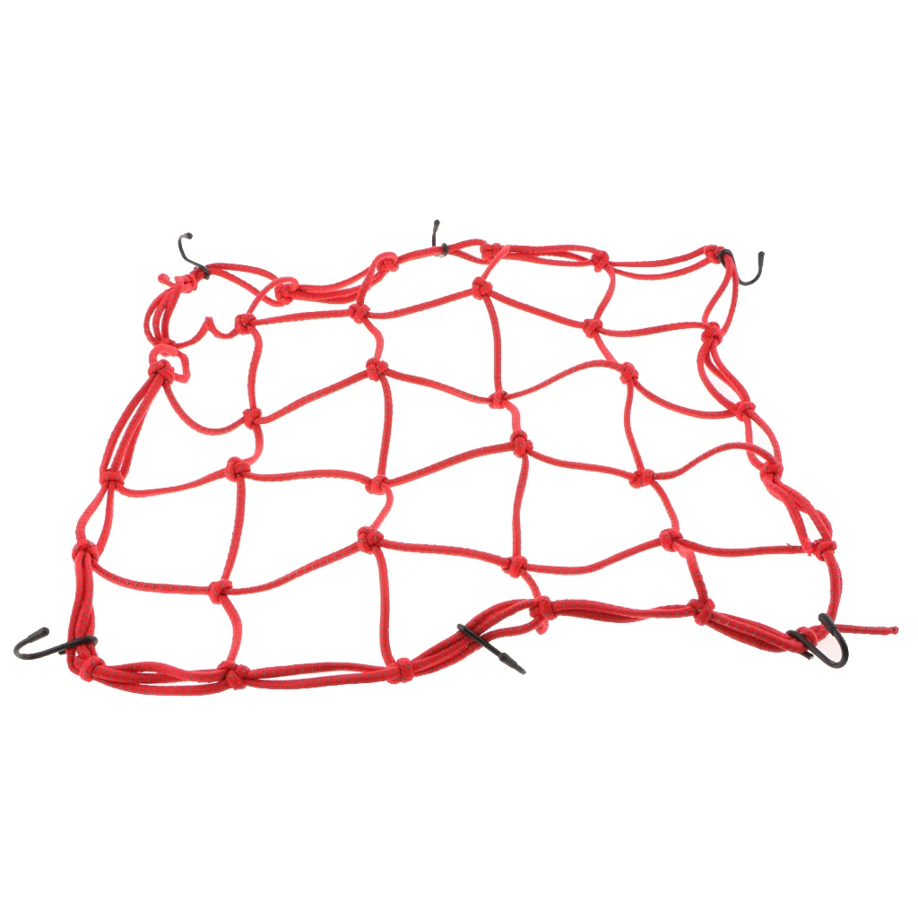 40x40cm Elasticated Bungee Cargo Luggage Package Net with 6 Hooks for Rear Motorcycle Bicycle Bag Basket Motorbike Accessory 