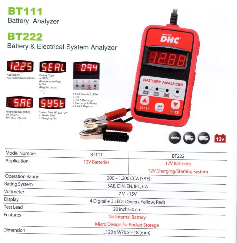 DHC BT222 Digital Battery Charging Starting System Analyzer, 49 OFF