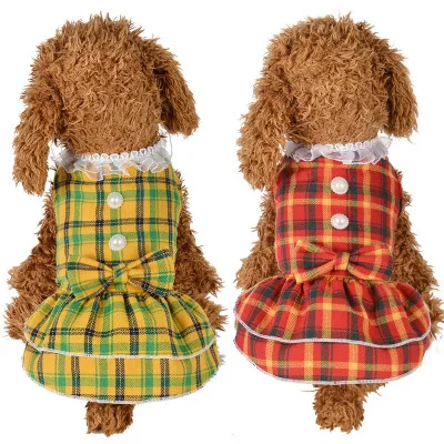 

Breathable Summer Dresses for Dogs Cat Princess Pearl Dot Pet Dogs Clothes Tulle Skirt Vestidos Costumes Puppy Wedding Petstyle