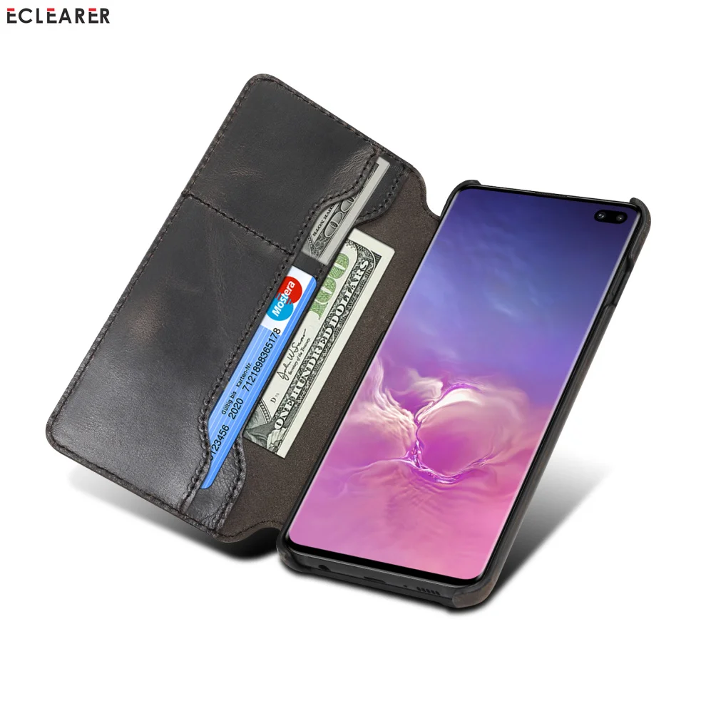 Прочный чехол из натуральной кожи для samsung Galaxy S10/S10e/S10 Plus, роскошный первоклассный кожаный флип-чехол, сумка