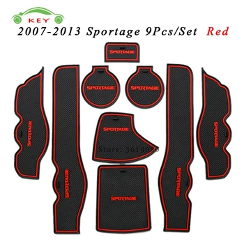 

For KIA Sportage 2007-2013 Car Gate Slot Pad Rubber Non Slip Door Pad Auto Cup Holder Mat Decor Car Interior Accessories 9Pcs