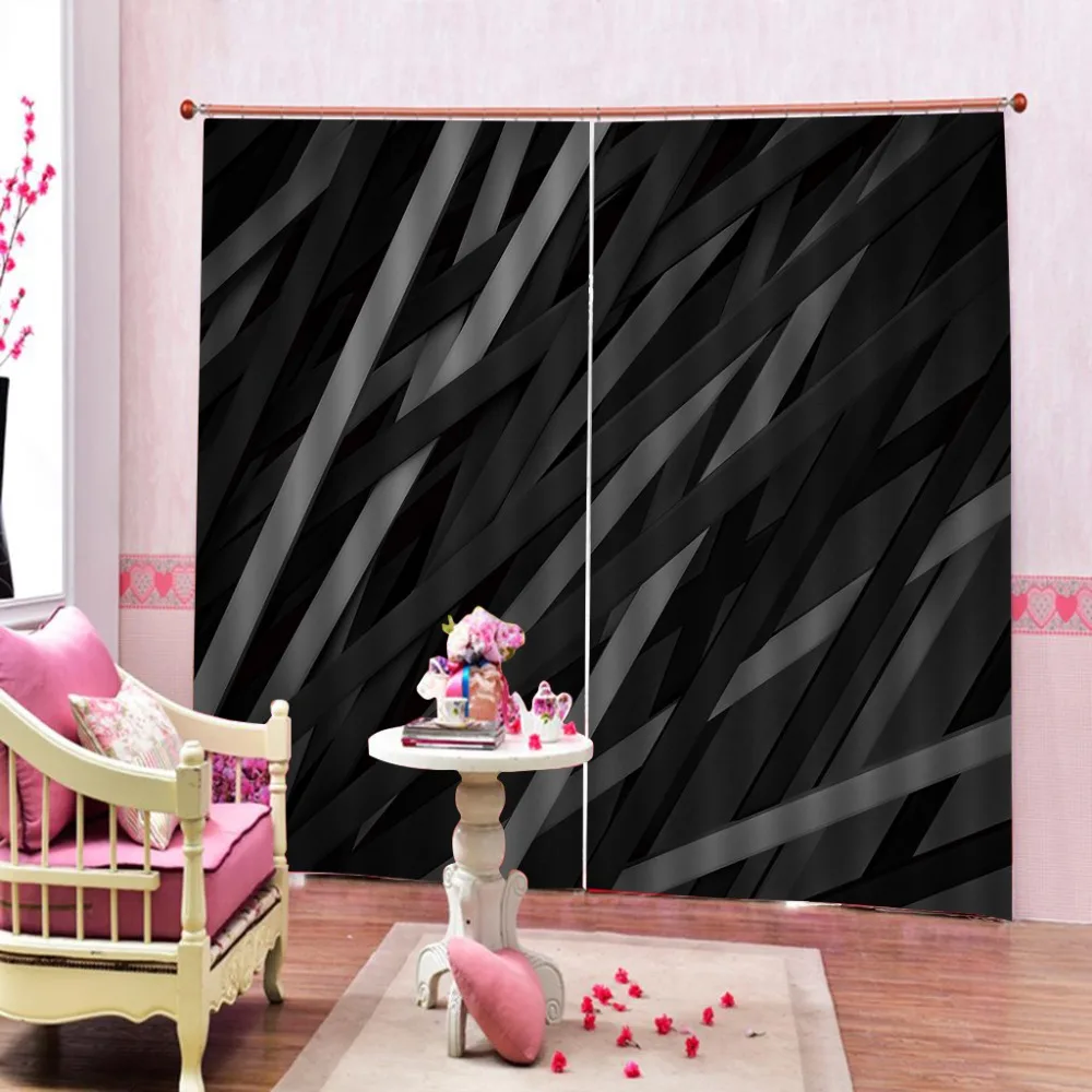 

3D Curtain Photo Creative abstract lines Blackout Curtains Printing Blockout Living Room Bedroom Window 3D Curtains