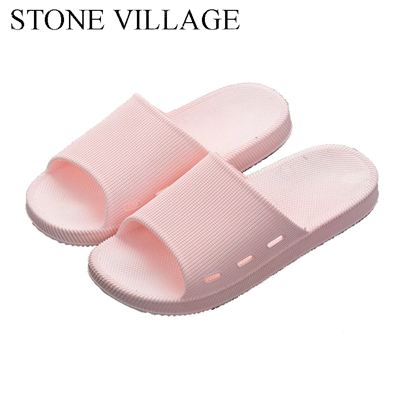 

STONE VILLAGE Bathroom Slippers Non-Slip Bathing Leaking Home Slippers Summer PVC Soft Bottom Women Slippers Shoes Large Size 45
