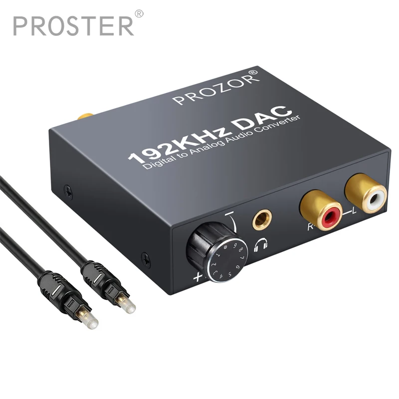 192kHz DAC Converter Digital Optical Coaxial Toslink to Analog L/R RCA 3.5mm Jack Audio Converter Adapter With Volume Control 