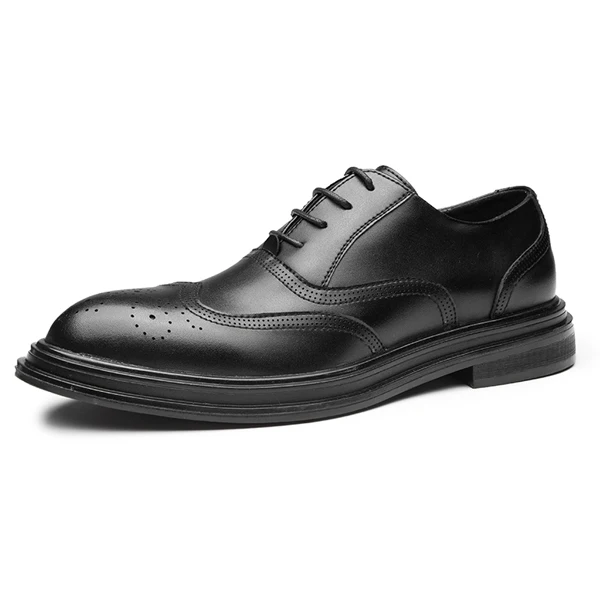 YIGER/Новые мужские деловые туфли Мужские модельные туфли повседневные мужские свадебные туфли на шнуровке с вырезами мужские кожаные туфли черные/коричневые 0056 - Цвет: Black Business Shoes