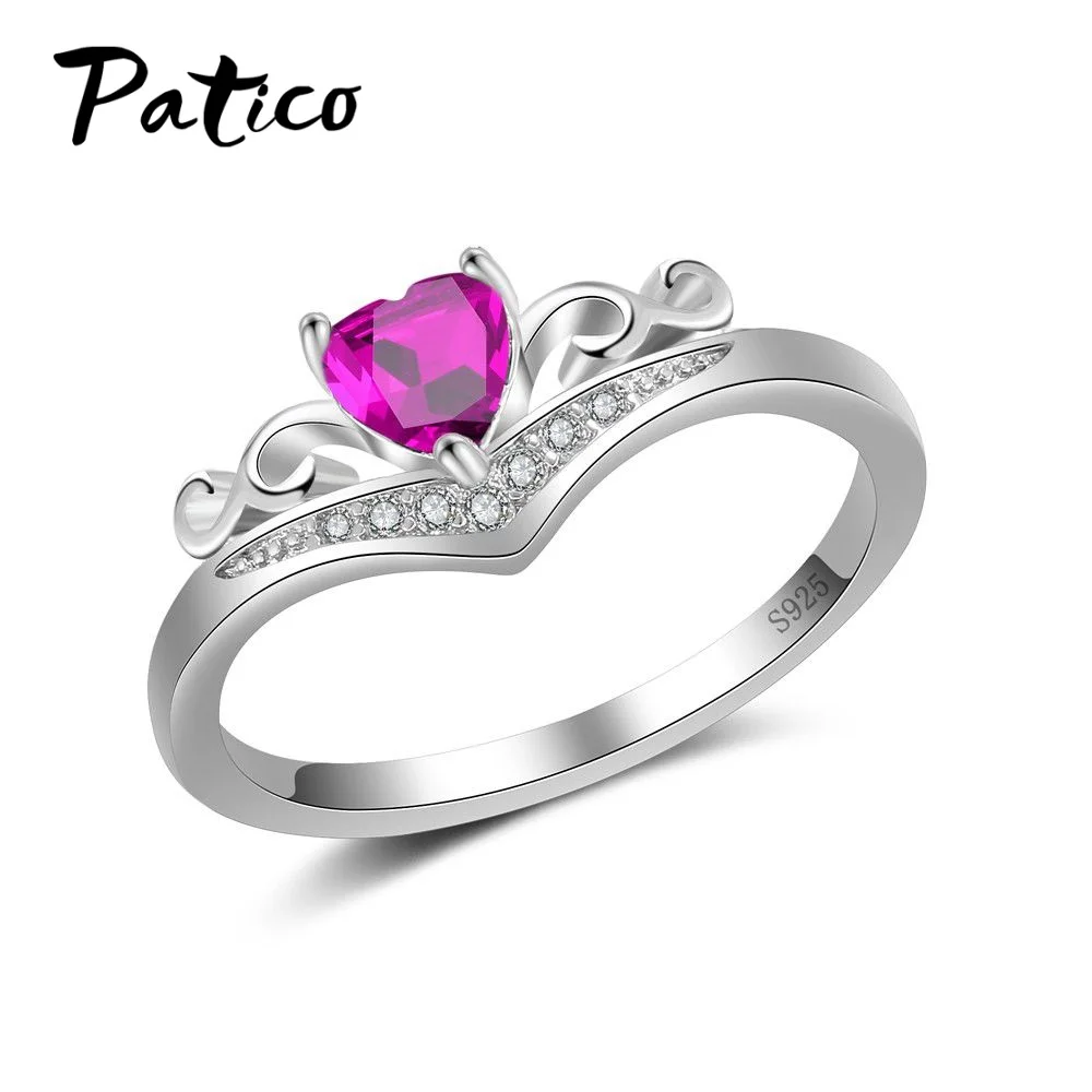 New Arrival Clear Purple Crystal Wedding Rings 925 Sterling Silver Fashion Design Retro Engagement Ring Jewelry For Women | Украшения и