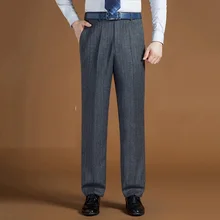 ICPANS, мужской костюм, брюки, шерсть, полиэстер, свободный, прямой, классический, Базовый костюм, брюки для мужчин, деловые брюки, для офиса, большой размер 42, 44