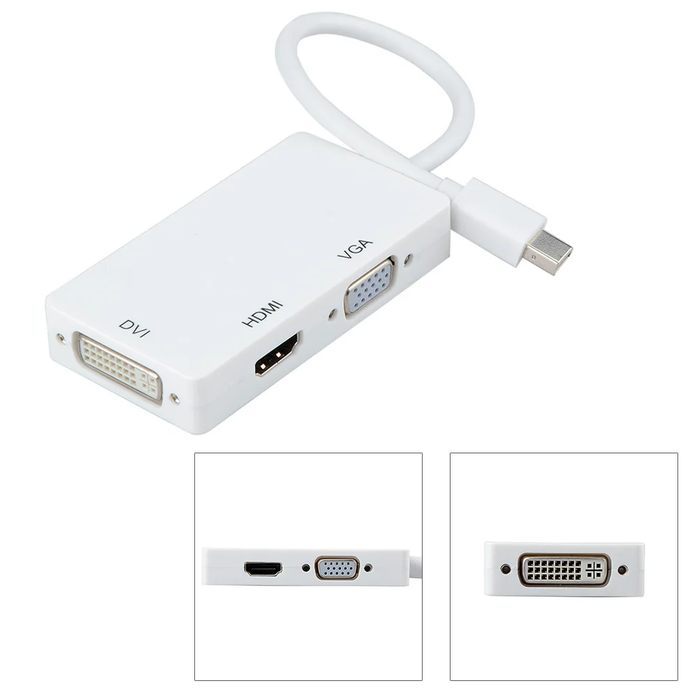 3 In 1 Mini Thunderbolt DisplayPort Male to Female HDMI/DVI/VGA
