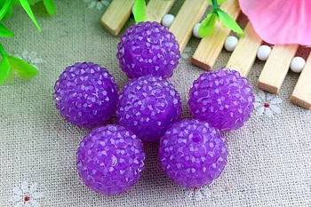 

Kwoi vita Neon Dark Purple Clear Resin Rhinestone Ball beads Wholesales AAA Quality 20mm Chunky 100pcs/lotfor Kids Jewelry