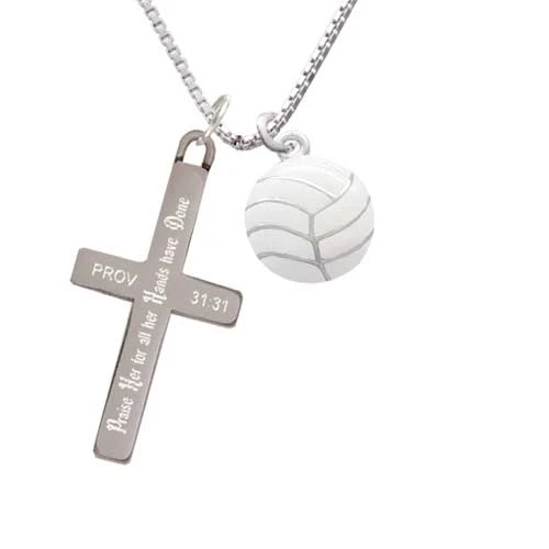 Large Volleyball - Praise Her - Cross Necklace (1)