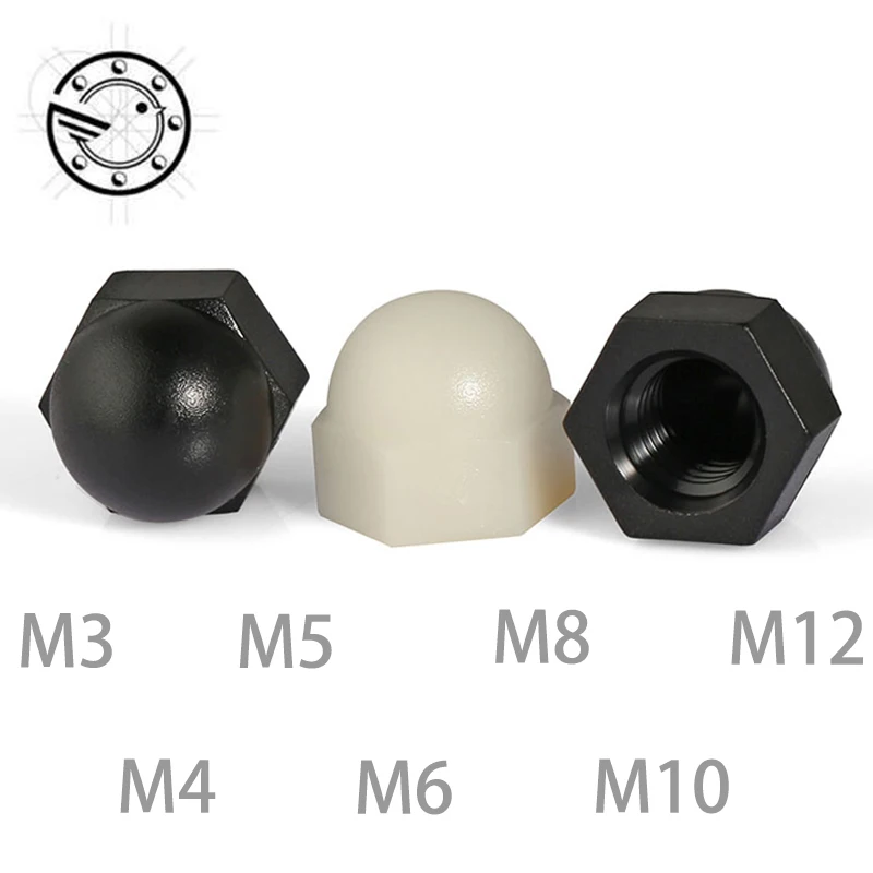 DIN1587 RoHS m3 m4 m5 m6 m8 m10 m12 Черно-Белая нейлоновая гайка пластиковая крышка