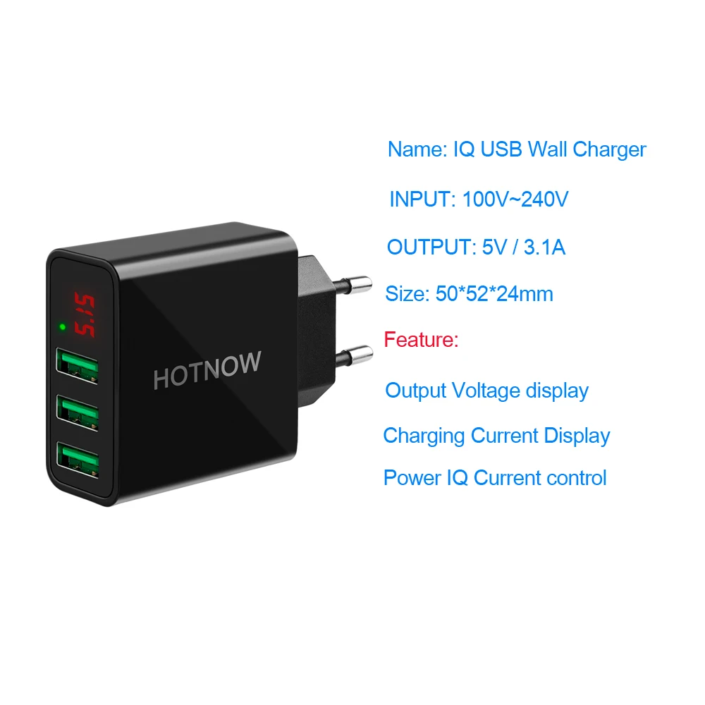 HOTNOW USB зарядное устройство для путешествий светодиодный дисплей портативное настенное зарядное устройство адаптер EU/US штекер зарядное устройство для мобильного телефона s для iPhone samsung xiaomi