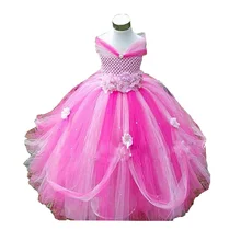 Flower Girls Tutu Dress For Birthday Party Flower Appliques Elegant Princess Girls Ball Gown Boutique Dresses For 2-10Y 4 Colors Flower Girls Tutu Dress For Birthday Party Flower Appliques Elegant Princess Girls Ball Gown Boutique Dresses For 2-10Y 4 Colors
