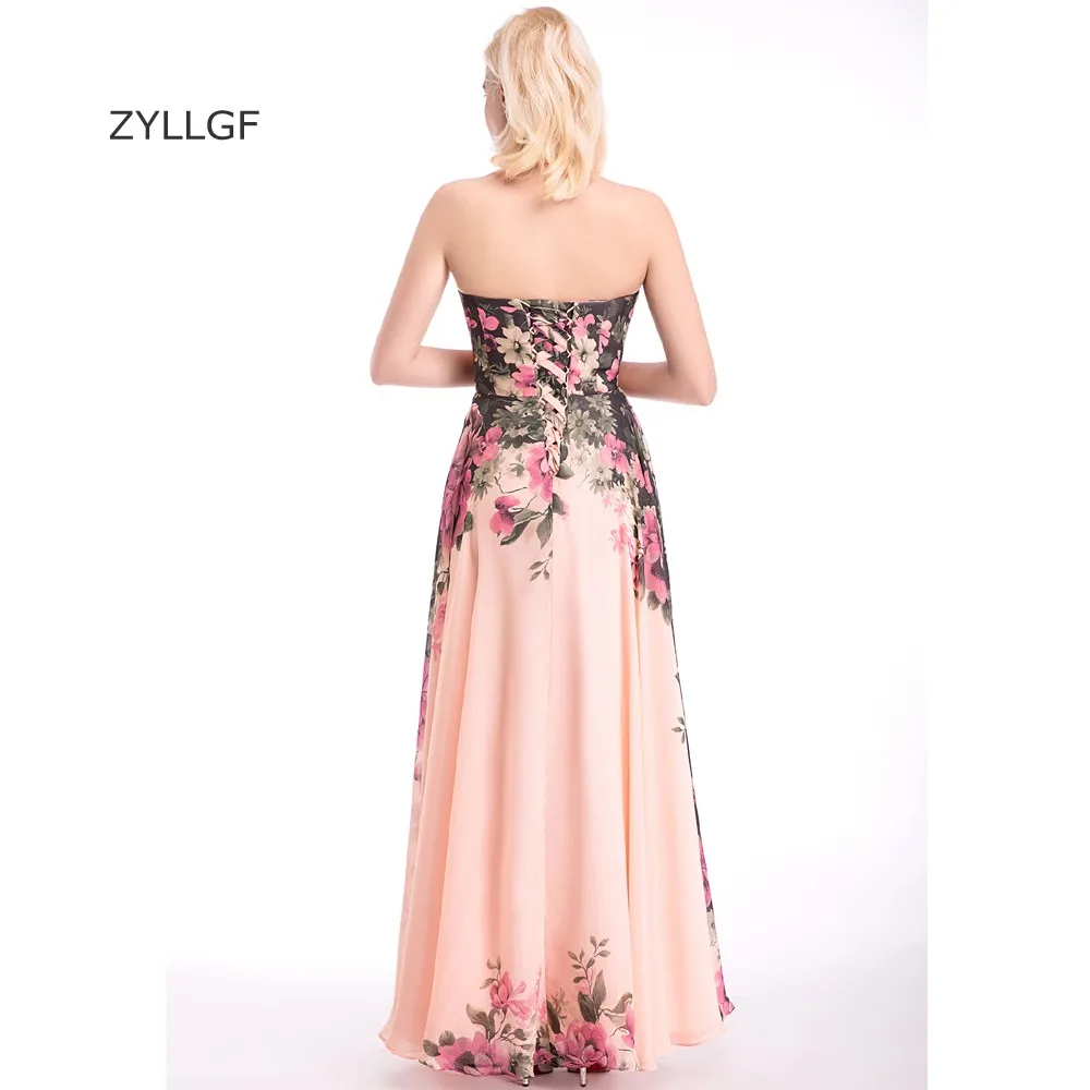 Zyllgf Vestido Де Noite Longo Elegante Festa Кружево на спине печатных шифон платье подружки невесты Haute Couture Наряды на свадебную вечеринку q37