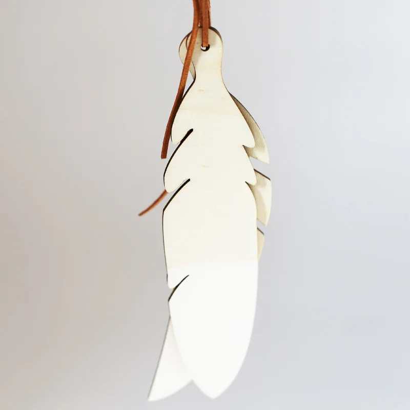 C Nordic INS tienda colgante pared pluma de madera con cuerda adornos habitación cama Decoración Accesorios juguete niños regalo de Navidad