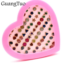 EK2100 36 пар, пластиковые серьги в форме звезды, сердца, треугольника, цветка, набор, сверление смолы, смешанные цвета, ювелирное изделие, серьги-гвоздики для женщин, подарок