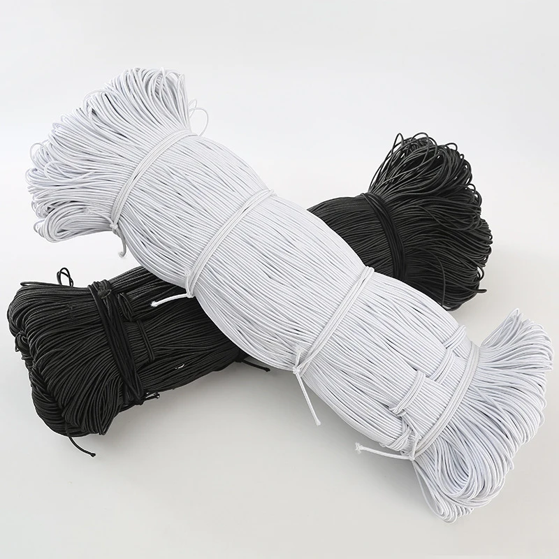 

Wholesale 1MM/2MM/3MM White/black thin round Elastic Bands Elastic rope wedding Garment elastic tape for DIY sewing accessories
