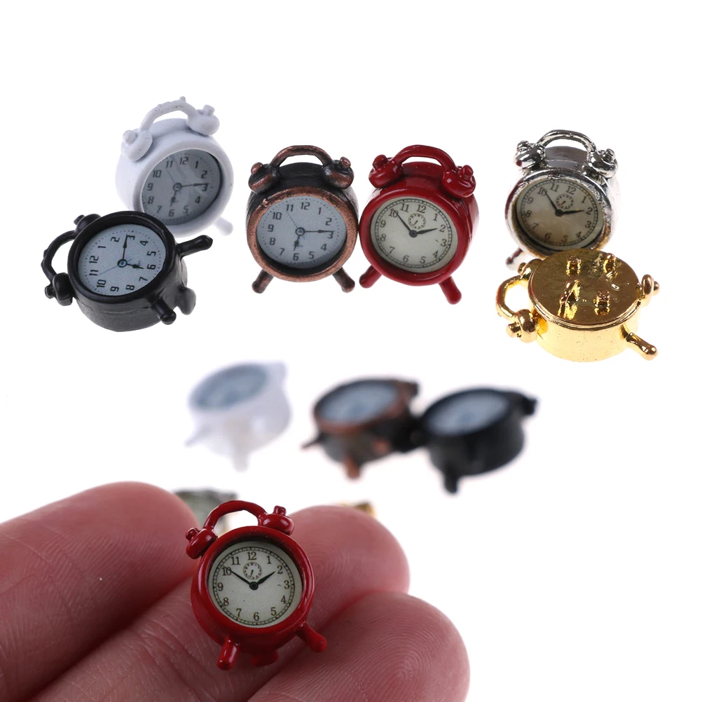 1pcs 6 Colors 1:12 Scale Alarm Clock Mini Home Decoration Dollhouse Miniature Toy Doll Kitchen Living Room Accessories Lovely - Image 2