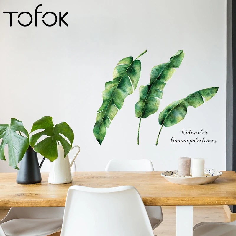 

Tofok Green Banana Leaves Wall Sticker For Living Room Bedroom Window Bathroom Kids Room Vinyl Wall Decals Art Murals Home Decor