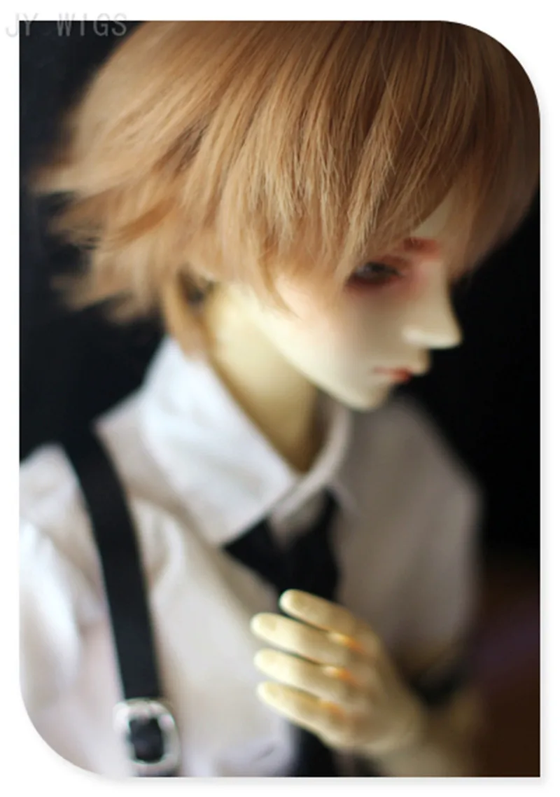 1/3 BJD Doll Boy Wig Light Brown Hair Short Straight Synthetic Heat