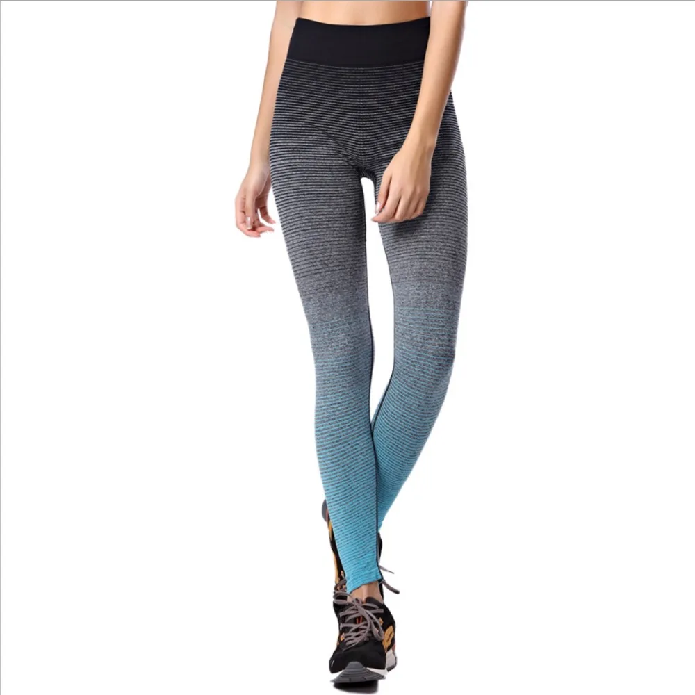 

New Women Running Pants Quick-drying Gradient Color Tight Stretch Yoga Pants Sport Training Trousers Fitness AL 2713