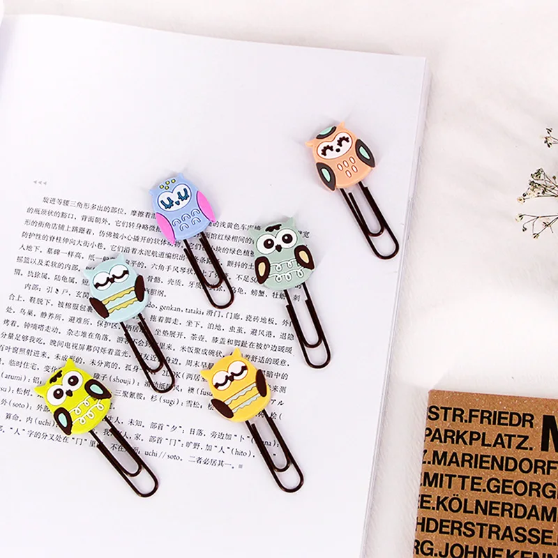 

Coloffice Creative Stationery Cartoon Owl Paperclips Paging Bookmarks kawaii Colored Soft Paperclips Student Prizes 4 Pieces/set