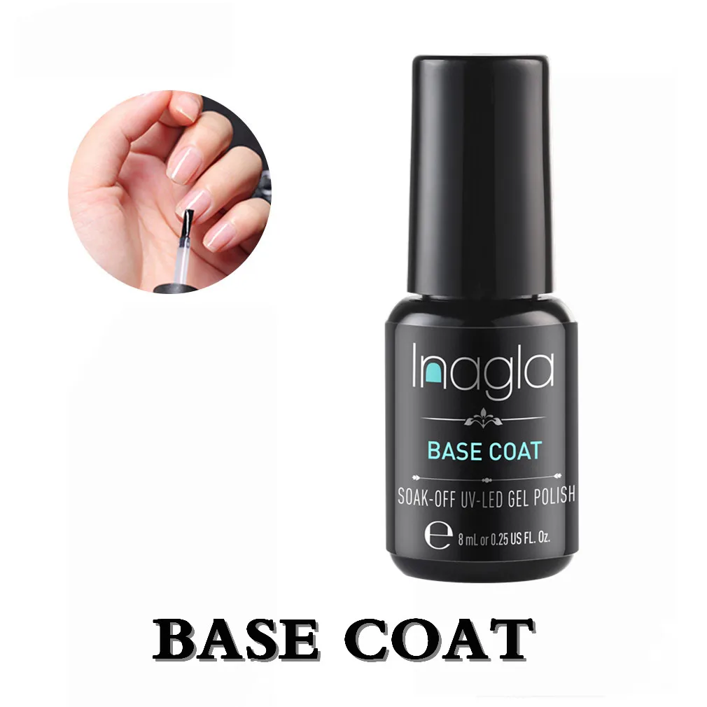 BASE COAT Inagla, 8 мл, Блестящий лак для ногтей, Блестящий Жемчуг, Гель-лак для ногтей, замачиваемый, УФ светодиодный, гель, маникюрный лак - Цвет: BASE COAT