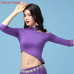 Новый качественный модальный танцевальный костюм для танца живота, одежда для танца живота, 4 цвета, Топ